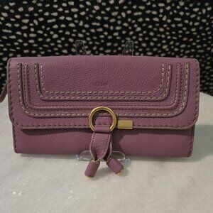 Chloe Mauve Wallet with Tie Metal Accent in Box